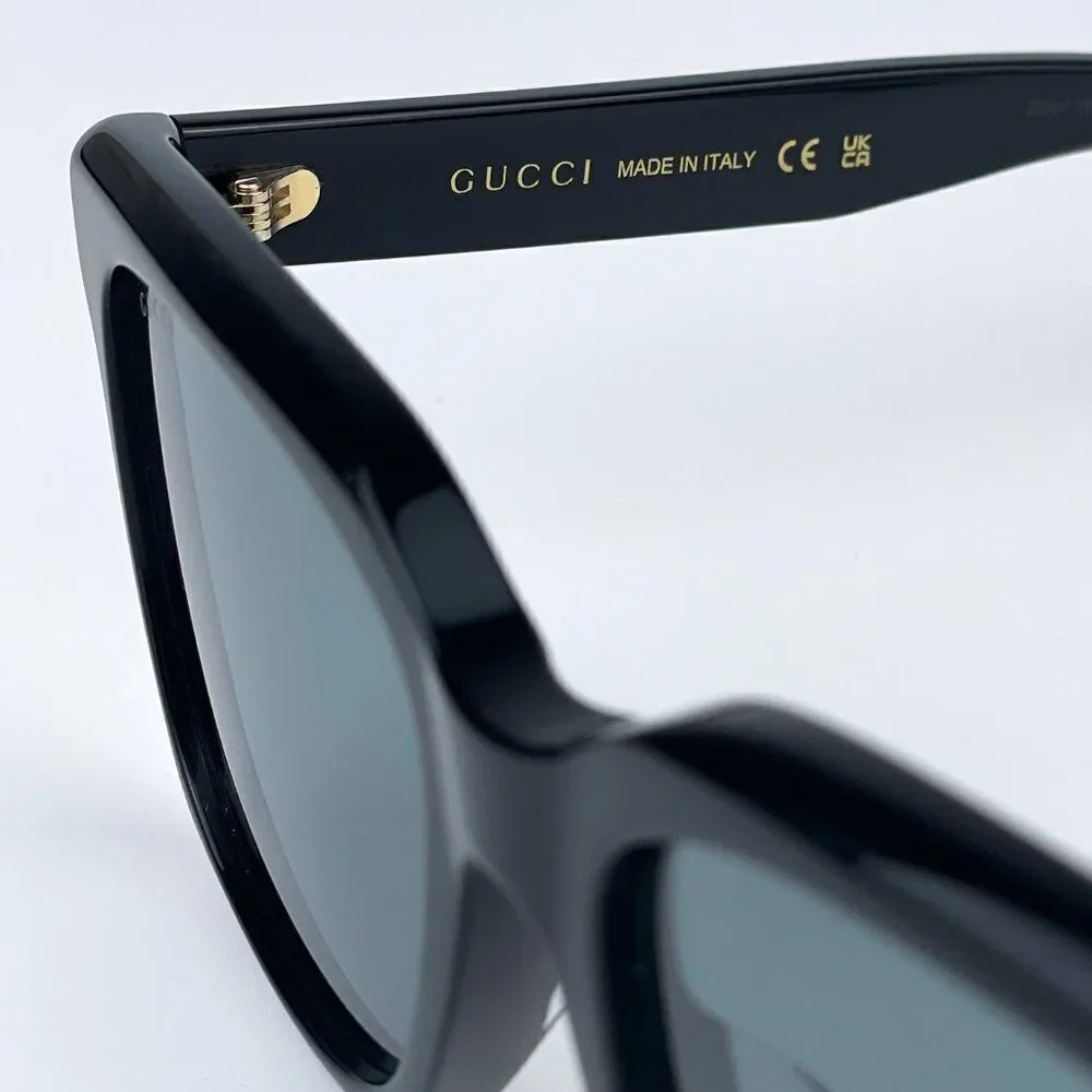 NEW Gucci GG1175SK 002  Black Smoke Grey Square Unisex Sunglasses